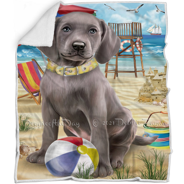 Pet Friendly Beach Weimaraner Dog Blanket BLNKT53463