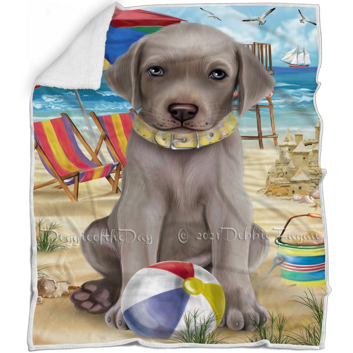 Pet Friendly Beach Weimaraner Dog Blanket BLNKT53472