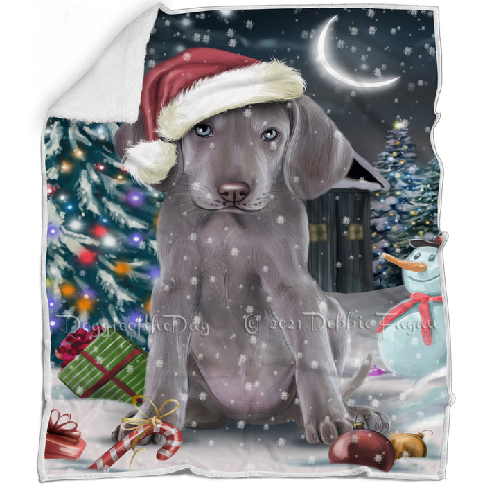 Have a Holly Jolly Christmas Weimaraner Dog in Holiday Background Blanket D172