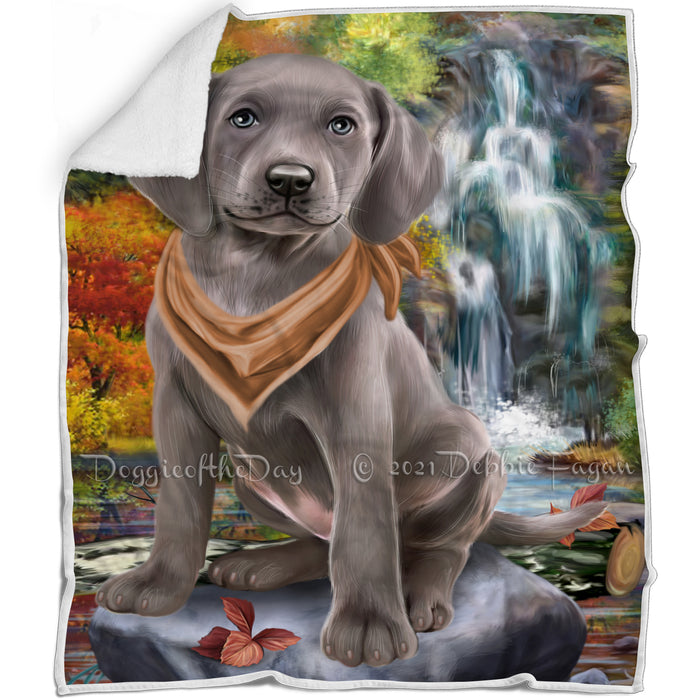 Scenic Waterfall Weimaraner Dog Blanket BLNKT84666