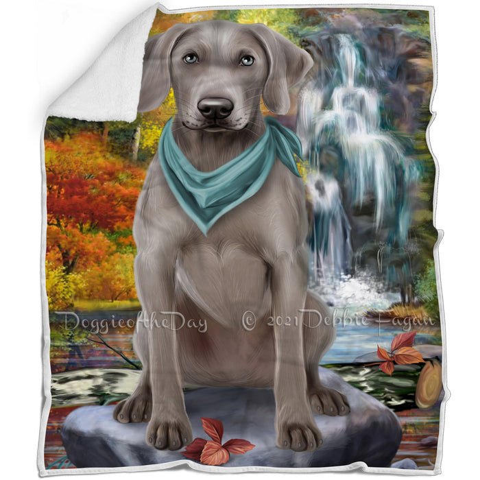 Scenic Waterfall Weimaraner Dog Blanket BLNKT84675