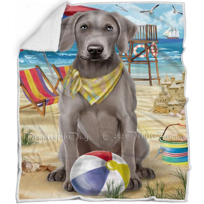 Pet Friendly Beach Weimaraner Dog Blanket BLNKT53490