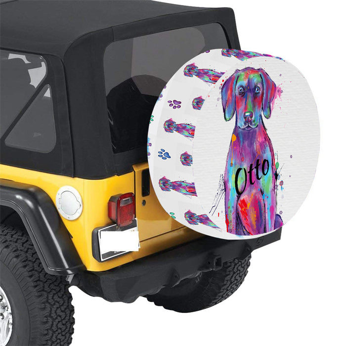 Custom Pet Name Personalized Watercolor Weimaraner Dog Car Tire Cover