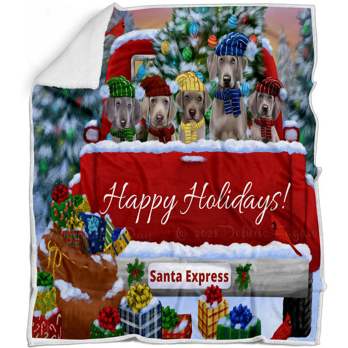 Christmas Red Truck Travlin Home for the Holidays Weimaraner Dogs Blanket - Lightweight Soft Cozy and Durable Bed Blanket - Animal Theme Fuzzy Blanket for Sofa Couch