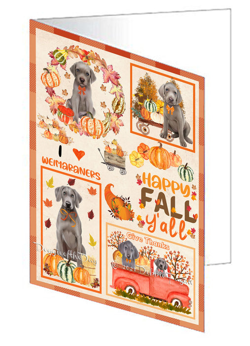 Happy Fall Y'all Pumpkin Weimaraner Dogs Handmade Artwork Assorted Pets Greeting Cards and Note Cards with Envelopes for All Occasions and Holiday Seasons GCD77165