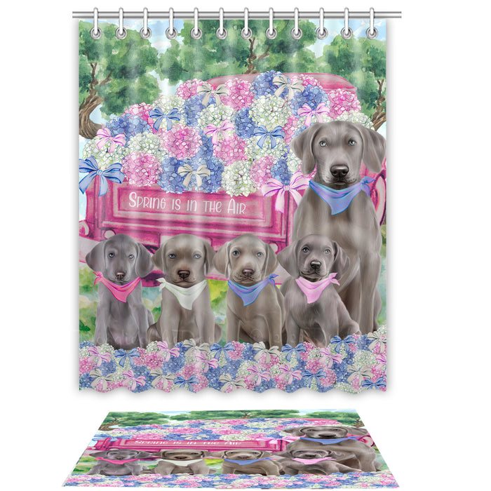 Weimaraner Shower Curtain & Bath Mat Set, Custom, Explore a Variety of Designs, Personalized, Curtains with hooks and Rug Bathroom Decor, Halloween Gift for Dog Lovers