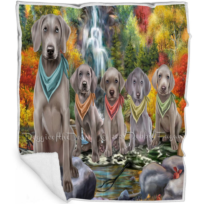 Scenic Waterfall Weimaraners Dog Blanket BLNKT84630