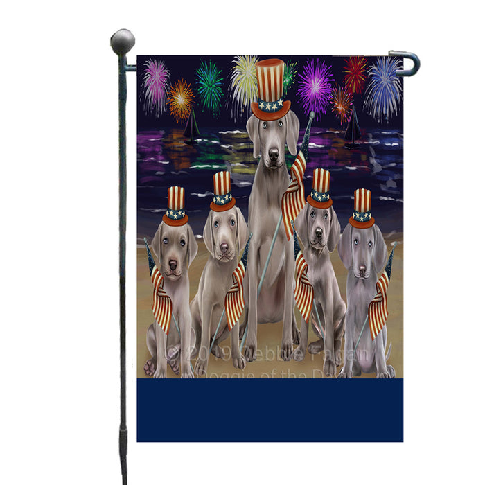 Personalized 4th of July Firework Weimaraner Dogs Custom Garden Flags GFLG-DOTD-A58151