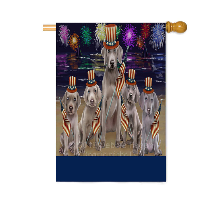 Personalized 4th of July Firework Weimaraner Dogs Custom House Flag FLG-DOTD-A58207