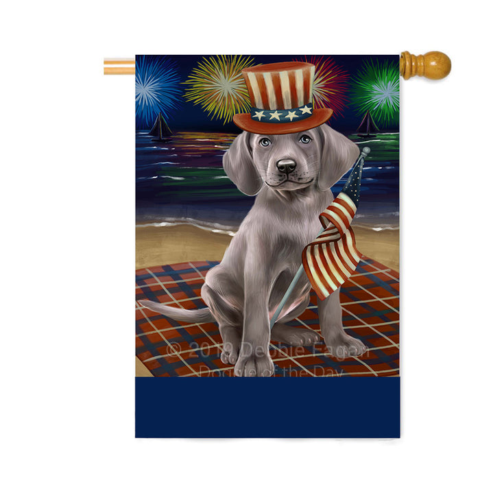 Personalized 4th of July Firework Weimaraner Dog Custom House Flag FLG-DOTD-A58208