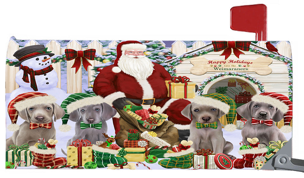 Happy Holidays Christmas Weimaraner Dogs House Gathering 6.5 x 19 Inches Magnetic Mailbox Cover Post Box Cover Wraps Garden Yard Décor MBC48855