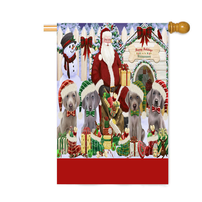 Personalized Happy Holidays Christmas Weimaraner Dogs House Gathering Custom House Flag FLG-DOTD-A58622