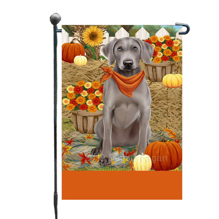 Personalized Fall Autumn Greeting Weimaraner Dog with Pumpkins Custom Garden Flags GFLG-DOTD-A62092