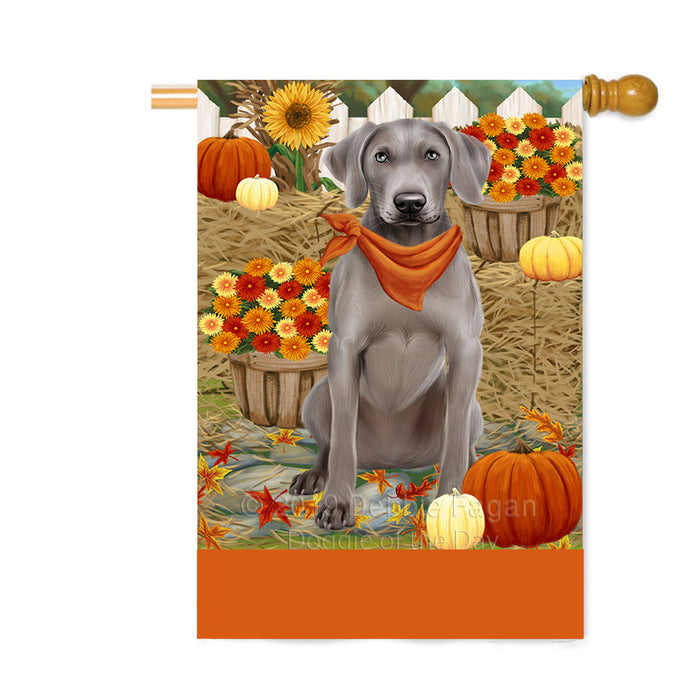 Personalized Fall Autumn Greeting Weimaraner Dog with Pumpkins Custom House Flag FLG-DOTD-A62148