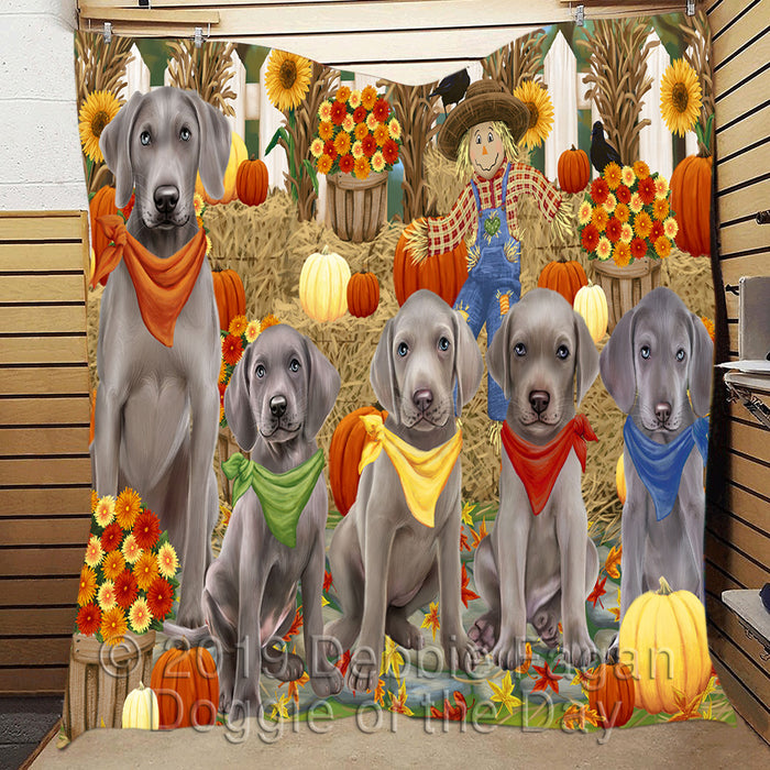 Fall Festive Harvest Time Gathering Weimaraner Dogs Quilt