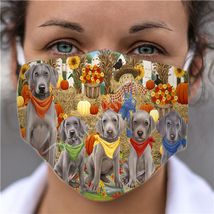 Fall Festive Harvest Time Gathering  Weimaraner Dogs Face Mask FM48582