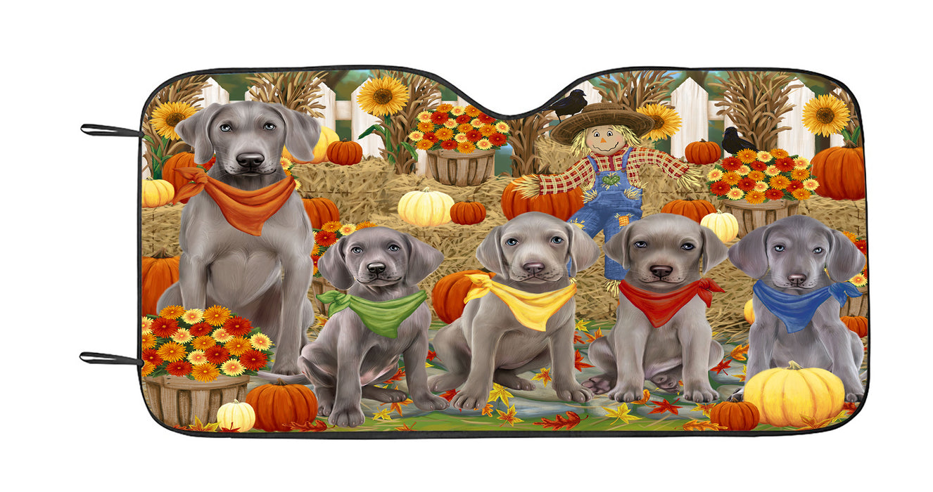 Fall Festive Harvest Time Gathering Weimaraner Dogs Car Sun Shade