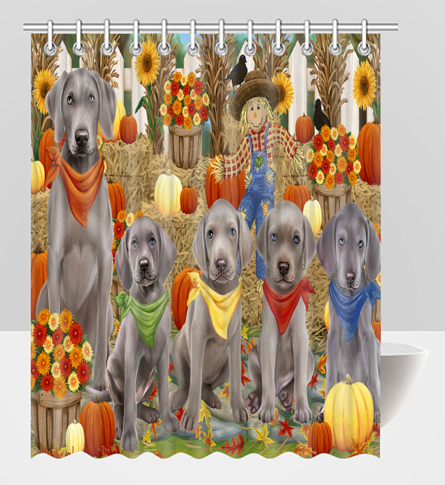 Fall Festive Harvest Time Gathering Weimaraner Dogs Shower Curtain
