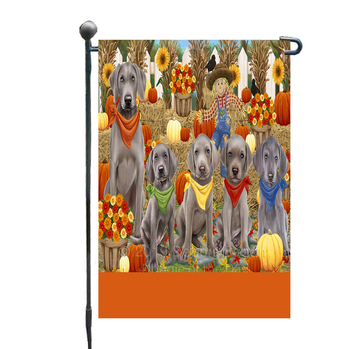 Personalized Fall Festive Gathering Weimaraner Dogs with Pumpkins Custom Garden Flags GFLG-DOTD-A62093
