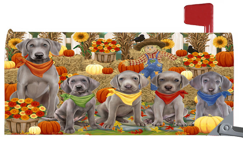 Fall Festive Harvest Time Gathering Weimaraner Dogs 6.5 x 19 Inches Magnetic Mailbox Cover Post Box Cover Wraps Garden Yard Décor MBC49125