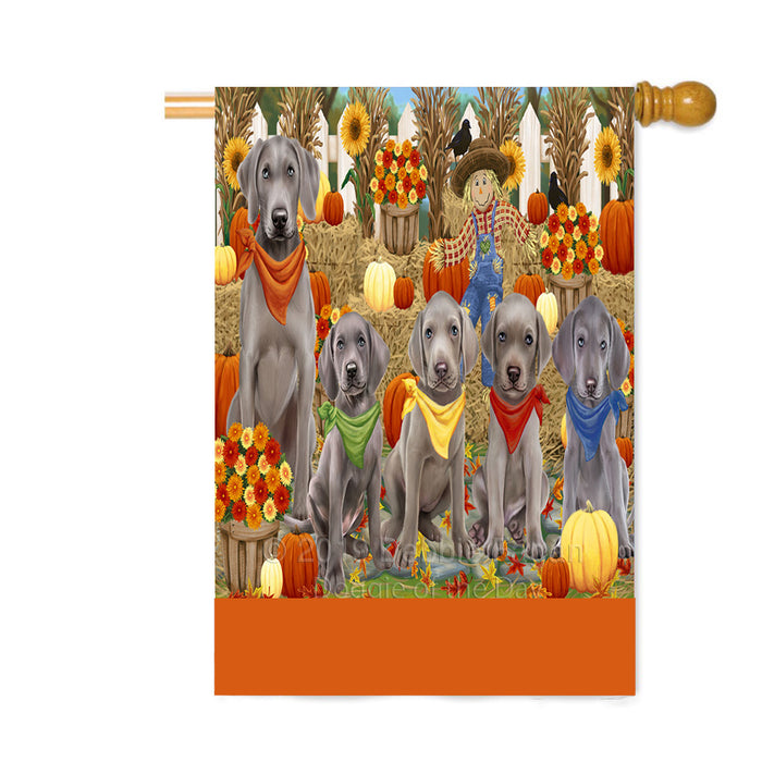 Personalized Fall Festive Gathering Weimaraner Dogs with Pumpkins Custom House Flag FLG-DOTD-A62149