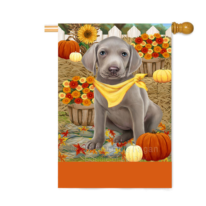 Personalized Fall Autumn Greeting Weimaraner Dog with Pumpkins Custom House Flag FLG-DOTD-A62150