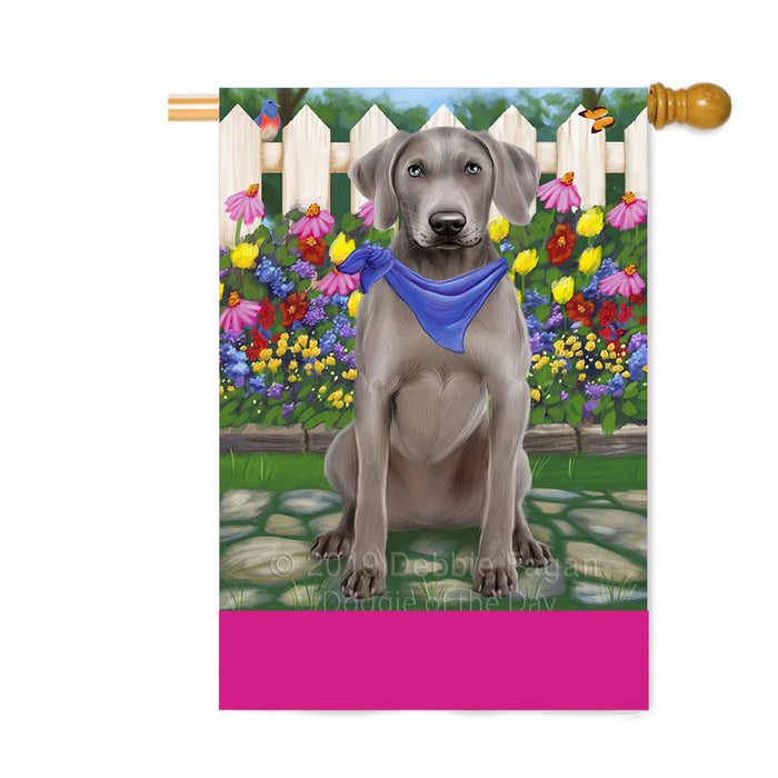 Personalized Spring Floral Weimaraner Dog Custom House Flag FLG-DOTD-A63091