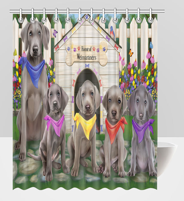Spring Dog House Weimaraner Dogs Shower Curtain