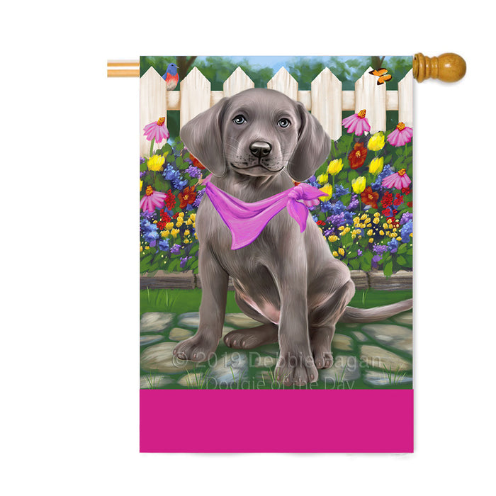 Personalized Spring Floral Weimaraner Dog Custom House Flag FLG-DOTD-A63093