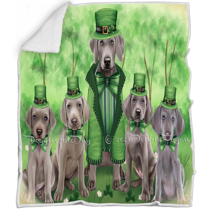 St. Patricks Day Irish Family Portrait Weimaraners Dog Blanket BLNKT59322