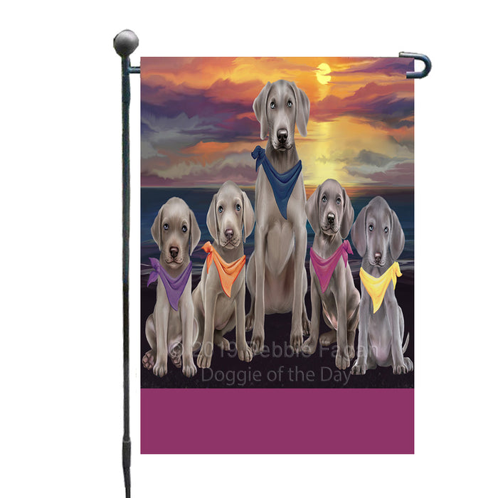 Personalized Family Sunset Portrait Weimaraner Dogs Custom Garden Flags GFLG-DOTD-A60641