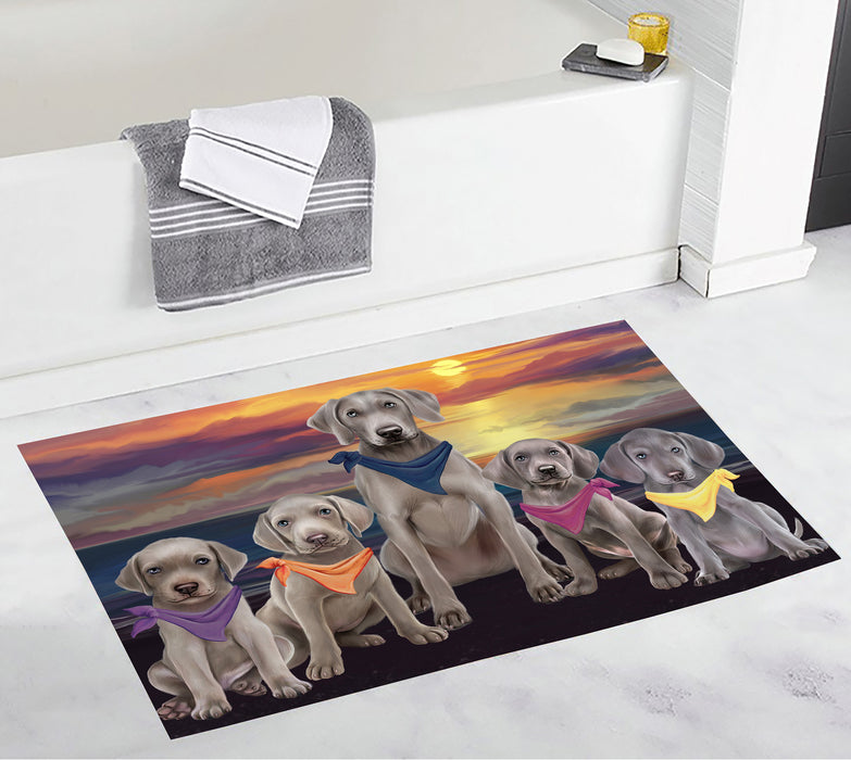Family Sunset Portrait Weimaraner Dogs Bath Mat