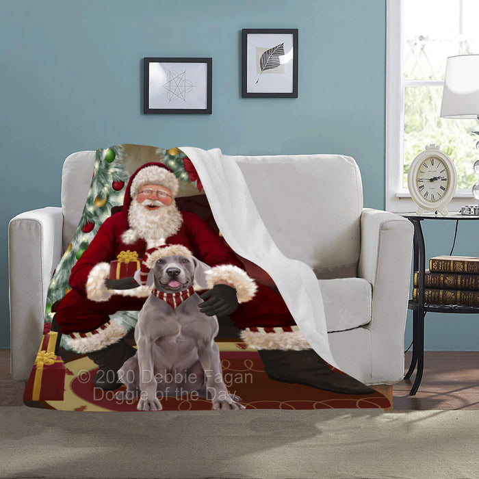 Santa's Christmas Surprise Weimaraner Dog Blanket BLNKT142473