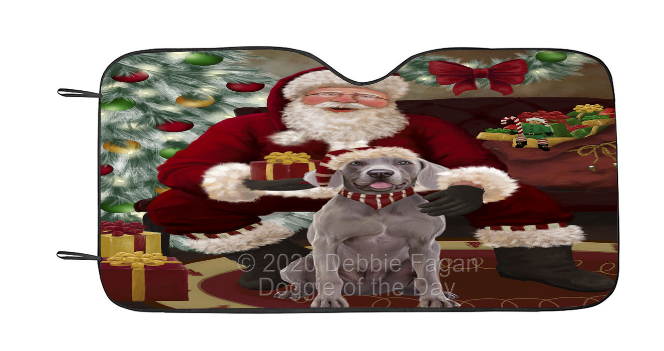 Santa's Christmas Surprise Weimaraner Dog Car Sun Shade Cover Curtain