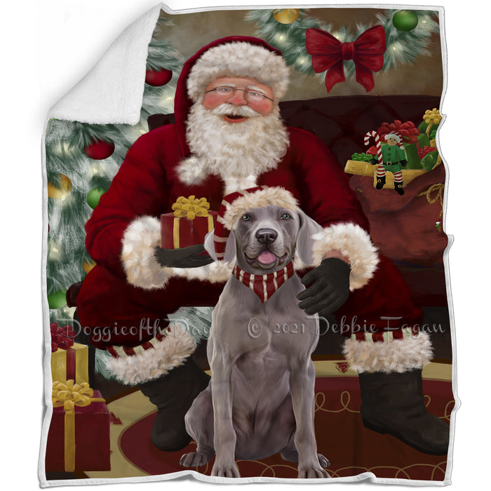 Santa's Christmas Surprise Weimaraner Dog Blanket BLNKT142473
