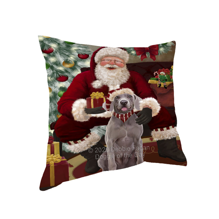 Santa's Christmas Surprise Weimaraner Dog Pillow PIL87392