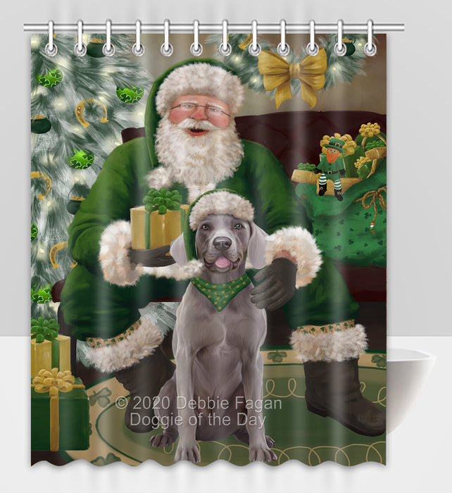 Christmas Irish Santa with Gift and Weimaraner Dog Shower Curtain Bathroom Accessories Decor Bath Tub Screens SC189