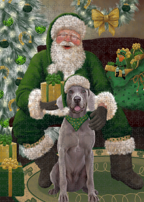 Christmas Irish Santa with Gift and Weimaraner Dog Puzzle with Photo Tin PUZL100616