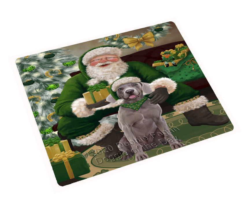 Christmas Irish Santa with Gift and Weimaraner Dog Cutting Board - Easy Grip Non-Slip Dishwasher Safe Chopping Board Vegetables C78490