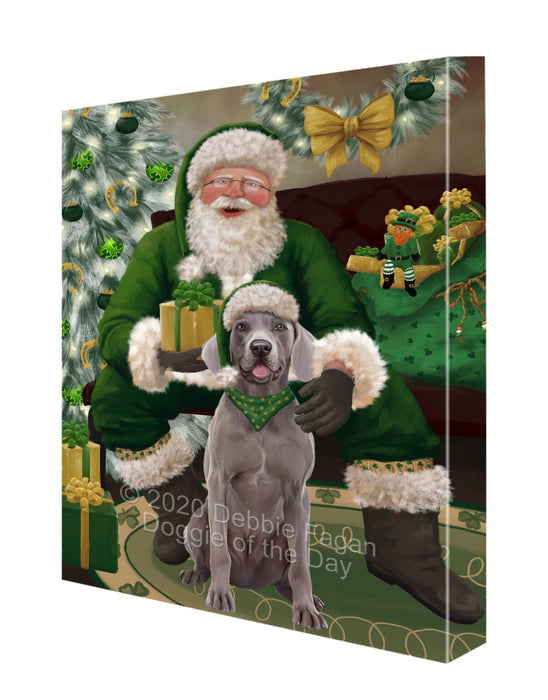 Christmas Irish Santa with Gift and Weimaraner Dog Canvas Print Wall Art Décor CVS148157