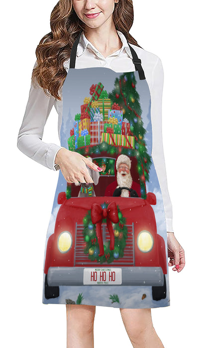 Christmas Honk Honk Red Truck Here Comes with Santa and Weimaraner Dog Apron Apron-48257