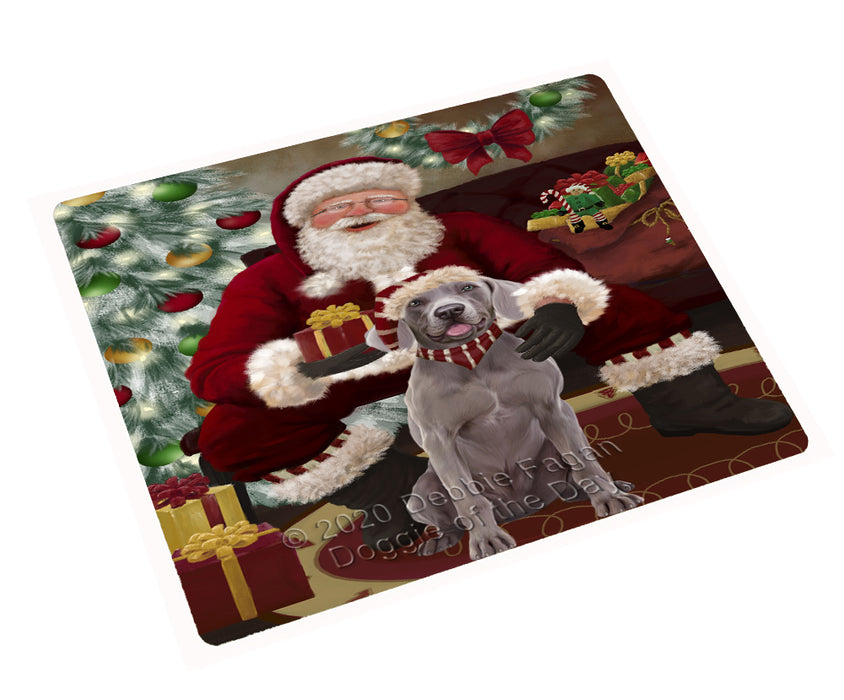Santa's Christmas Surprise Weimaraner Dog Cutting Board - Easy Grip Non-Slip Dishwasher Safe Chopping Board Vegetables C78784