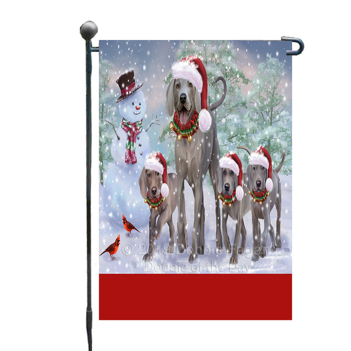 Personalized Christmas Running Family Weimaraner Dogs Custom Garden Flags GFLG-DOTD-A60354
