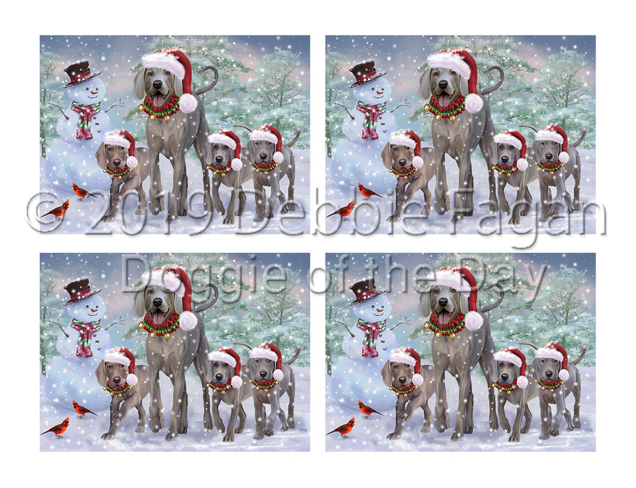 Christmas Running Fammily Weimaraner Dogs Placemat
