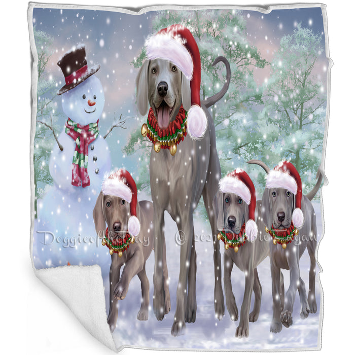 Christmas Running Family Dogs Weimaraners Dog Blanket BLNKT105393