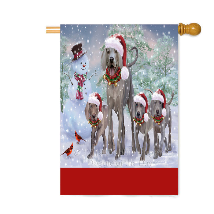 Personalized Christmas Running Family Weimaraner Dogs Custom House Flag FLG-DOTD-A60410