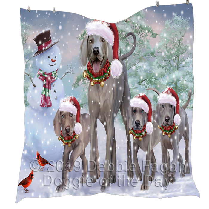 Christmas Running Fammily Weimaraner Dogs Quilt