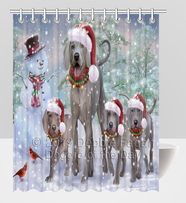 Christmas Running Fammily Weimaraner Dogs Shower Curtain