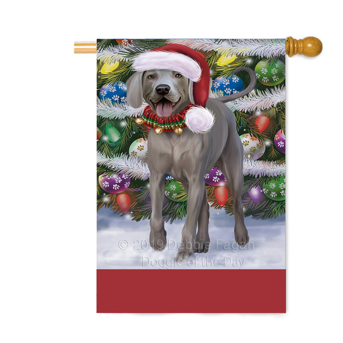 Personalized Trotting in the Snow Weimaraner Dog Custom House Flag FLG-DOTD-A60866