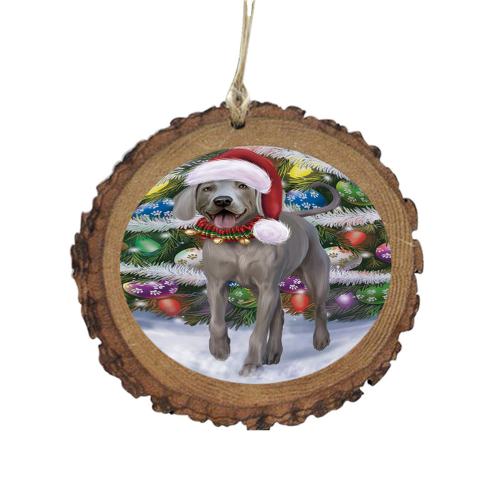 Trotting in the Snow Weimaraner Dog Wooden Christmas Ornament WOR49467